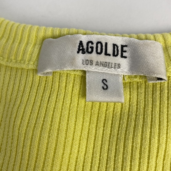 3/$15 Yellow ribbed racer back casual dopamine organic cotton lightweight cami S - Picture 5 of 11